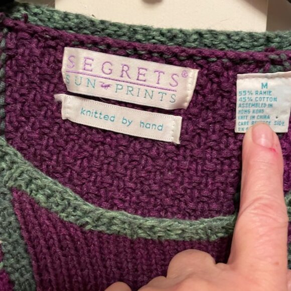 Segrets Sun Prints Hand Knit Vintage Sweater Women's Size Medium - Picture 2 of 13